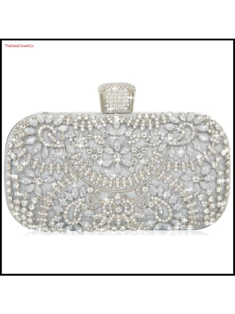 Rhinestone Satin Evening Bag Clutch with Detachable Chain Crossbody